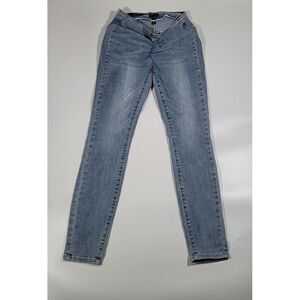 True Religion Womens Light Wash V-Front Ruched Skinny Jeans Size 26 NWT